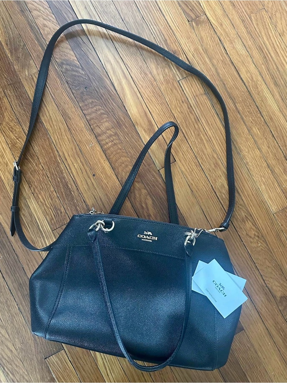 Coach Black Pebbled Leather Shoulder Tote with Gold Hardware
